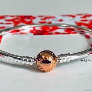 Pandora Rose Gold Plated Silver Bangle Bracelet